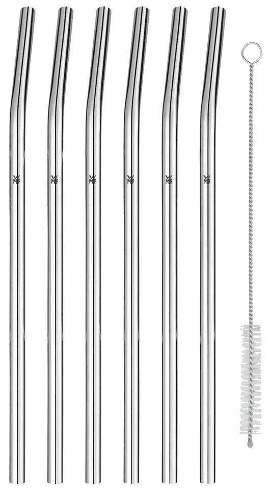 Profi 6 db rozsdamentes acél szívószál tisztítókefével, hosszúság 24 cm - WMF