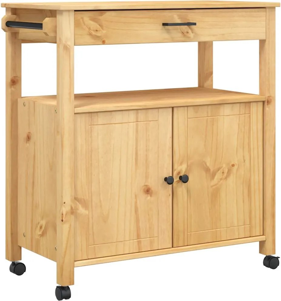 vidaXL MONZA tömör fenyőfa konyhai kocsi 84 x 40 x 88,5 cm