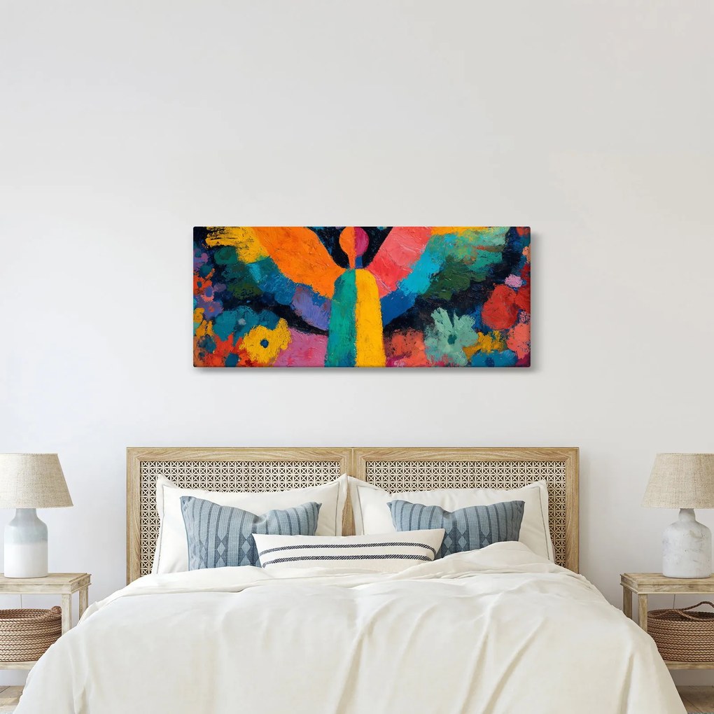 Kép - Absztrakt angyal virágokkal (120x50 cm)