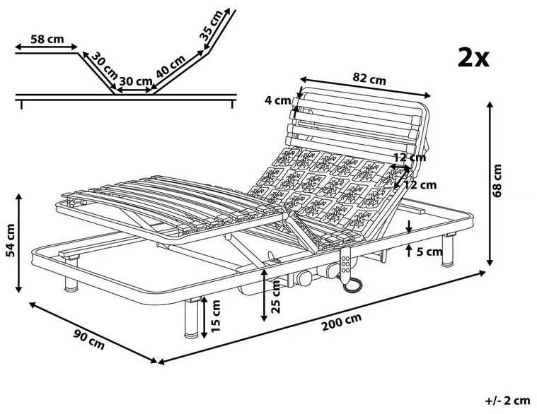 Elektromosan Állítható Ágyrács 180 x 200 cm MOON Beliani
