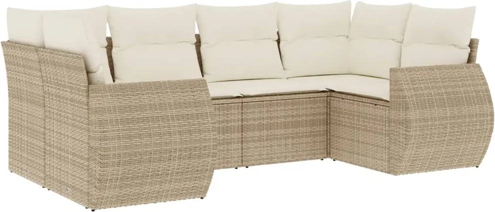 vidaXL 6 részes bézs polyrattan kerti ülőgarnitúra párnával