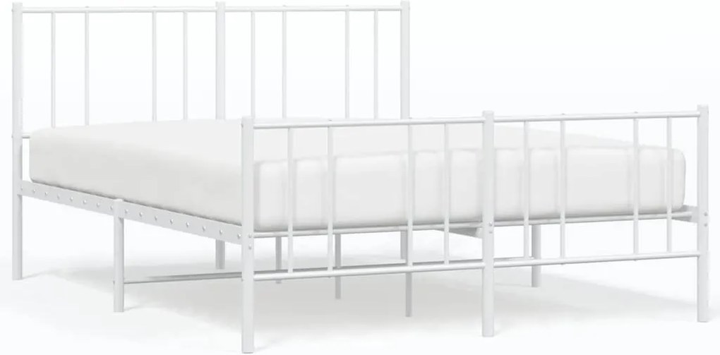 vidaXL fehér fém ágykeret fej- és lábtámlával 150x200 cm