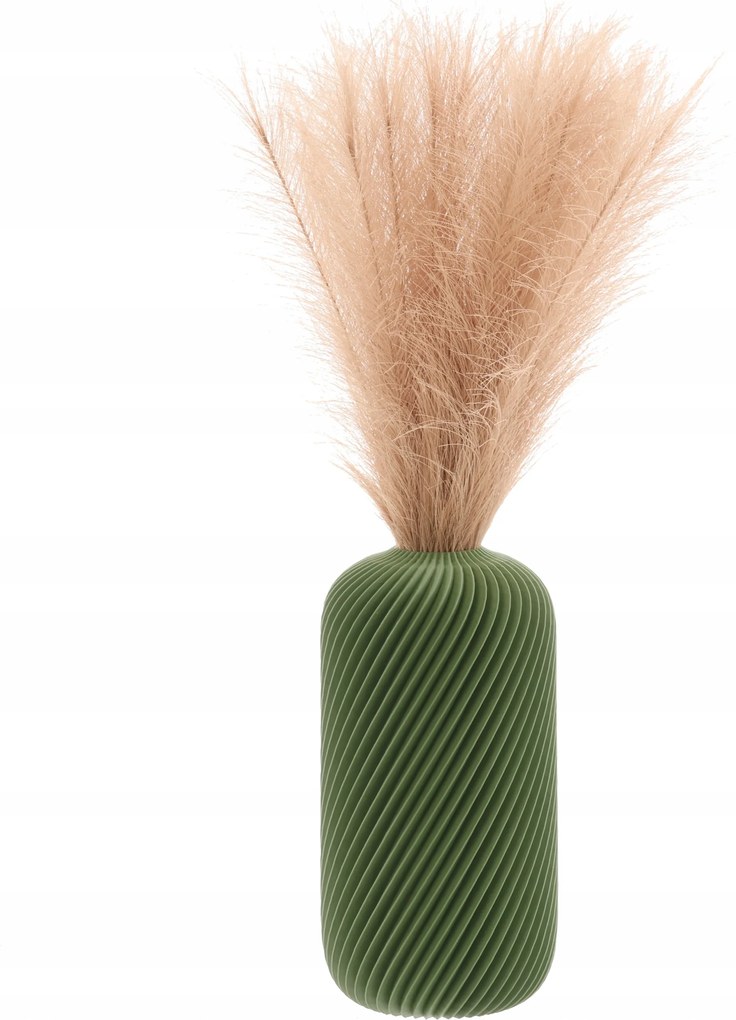 Váza művirág üveg 3D zöld magas 25cm dekoratív műanyag