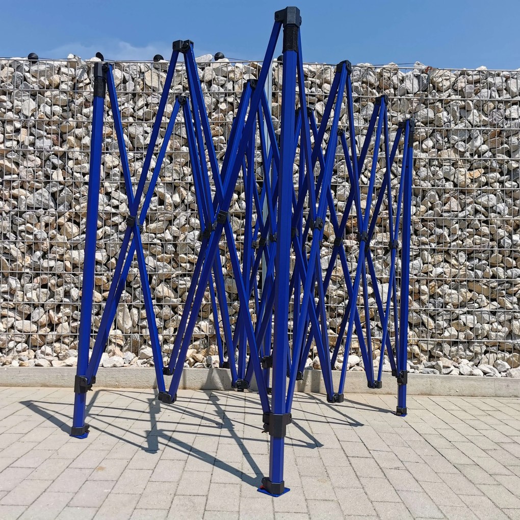Kiállítási sátor 3x4,5m (45mm acél) | Gyors összeszerelés, hosszú élettartam - 3 oldalfal nélkül - Kék
