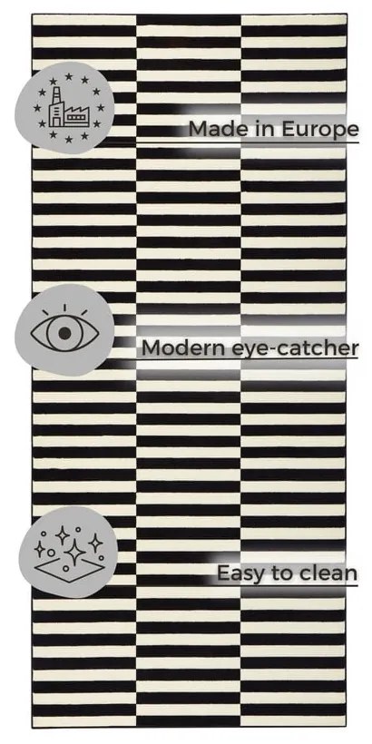 Fekete-krémszínű szőnyeg 80x200 cm Gloria – Hanse Home