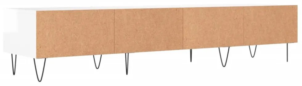 fehér magasfényű szerelt fa TV-szekrény 150x36x30 cm