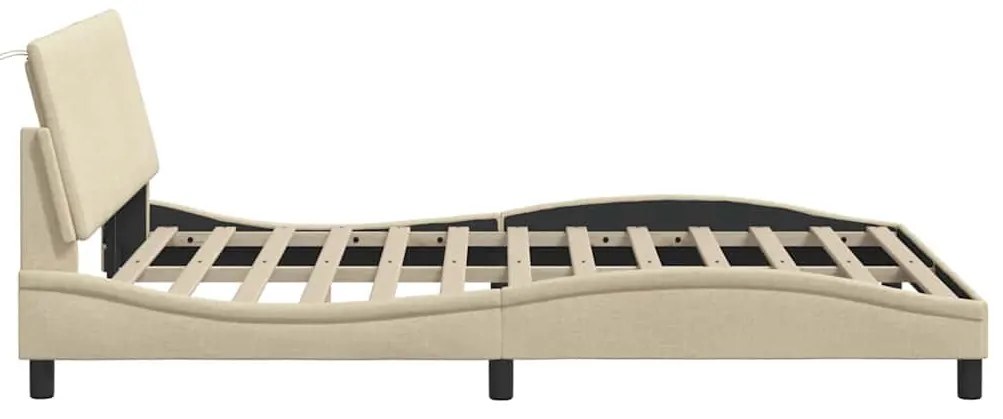 krémszínű szövet ágykeret matrac nélkül Hanko 140 x 200 cm