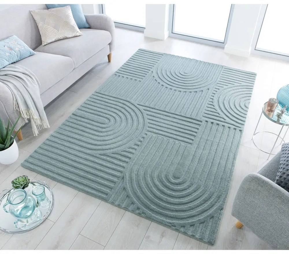 Zen Garden türkiz gyapjú szőnyeg, 120 x 170 cm - Flair Rugs