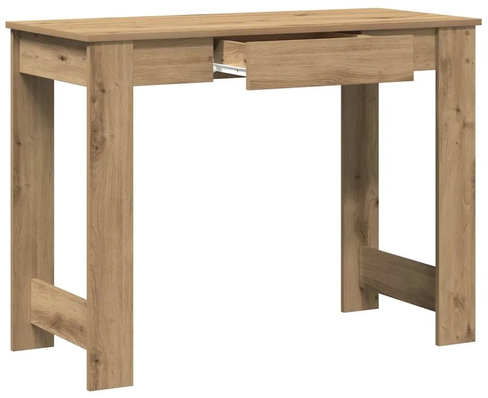 kézműves tölgy színű szerelt fa íróasztal 100x45x75 cm