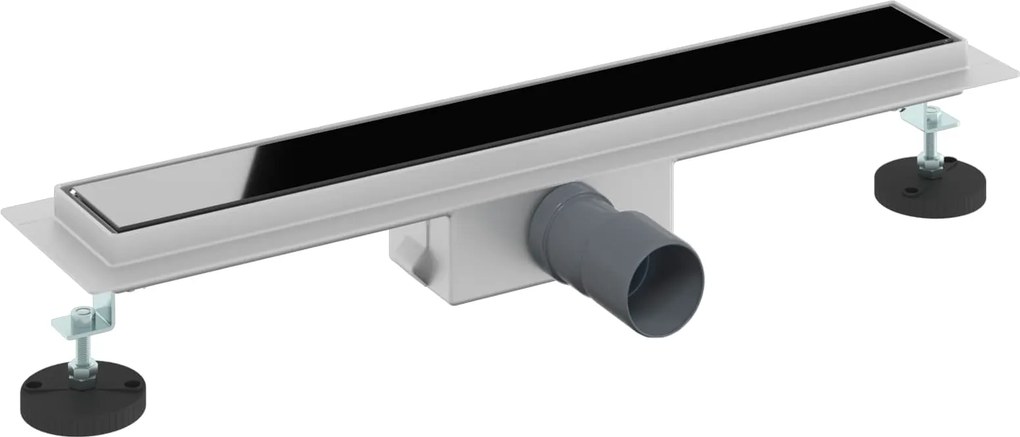 vidaXL Zuhanylefolyó üvegfedéllel Fekete 60 cm Rozsdamentes acél 304