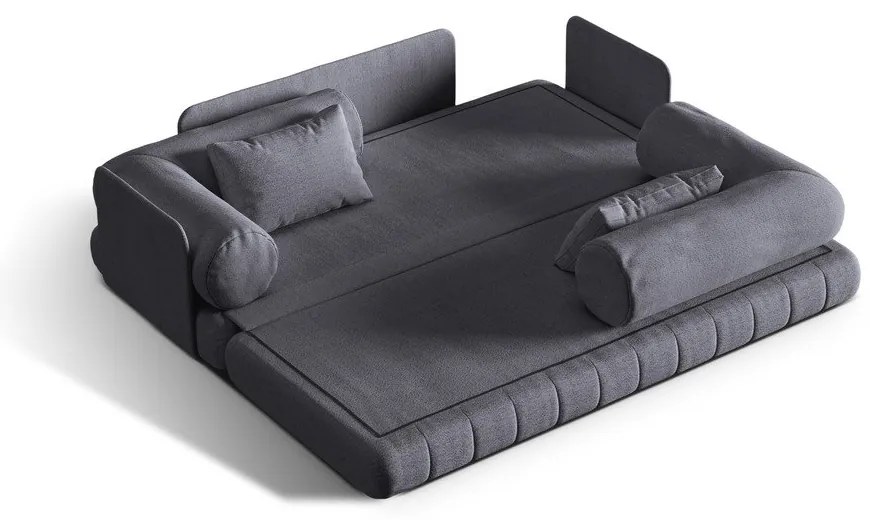 Sötétszürke buklé kinyitható kanapé 206 cm Kemi – Cosmopolitan Design