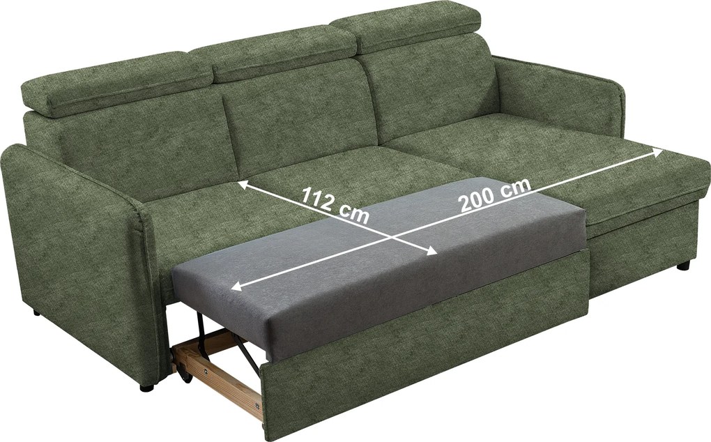 Kinyitható ülőgarnitúra, zöld, ALECHANDRO B ROH