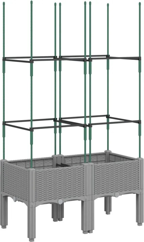 vidaXL világosszürke PP rácsos kerti ültetőláda 80 x 40 x 142,5 cm