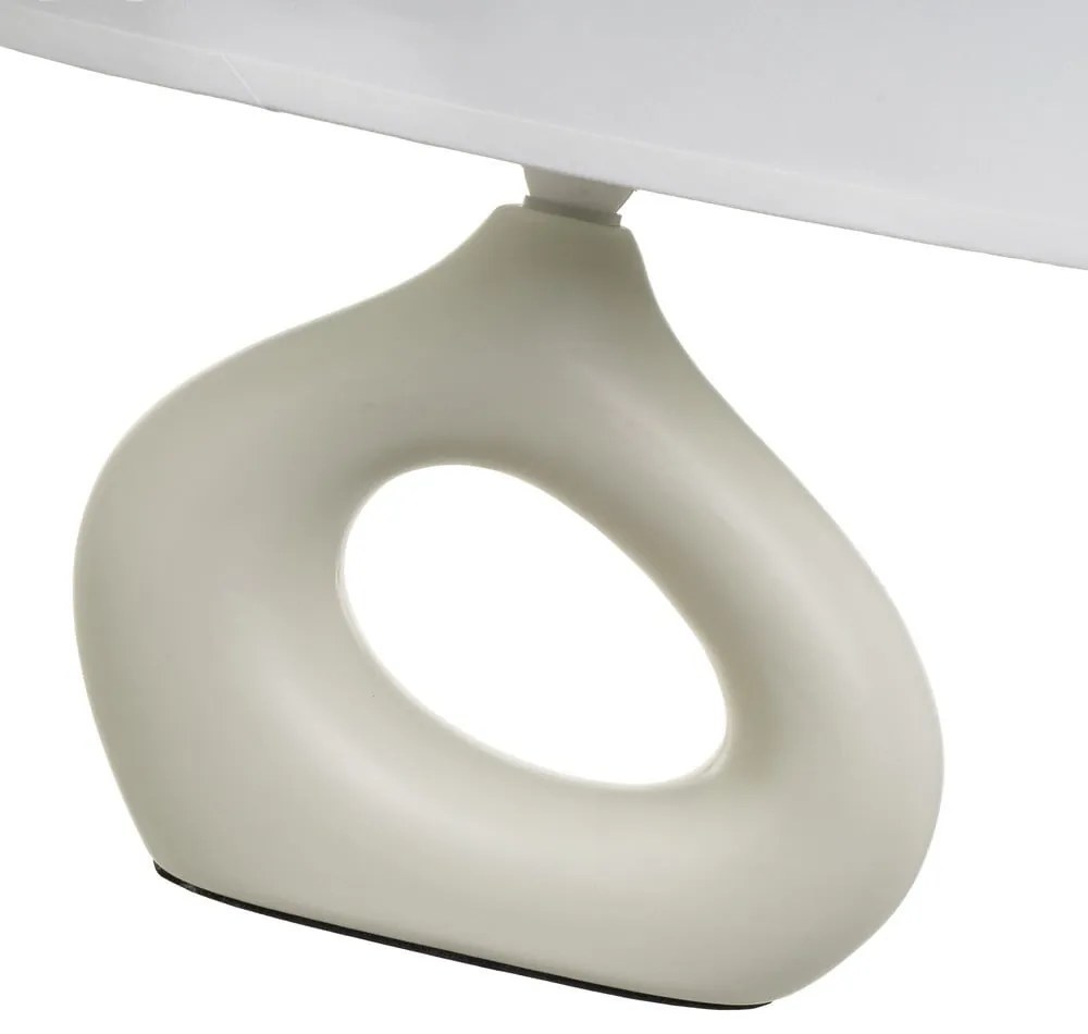 Fehér-bézs kerámia asztali lámpa textil búrával (magasság 30 cm) – Casa Selección