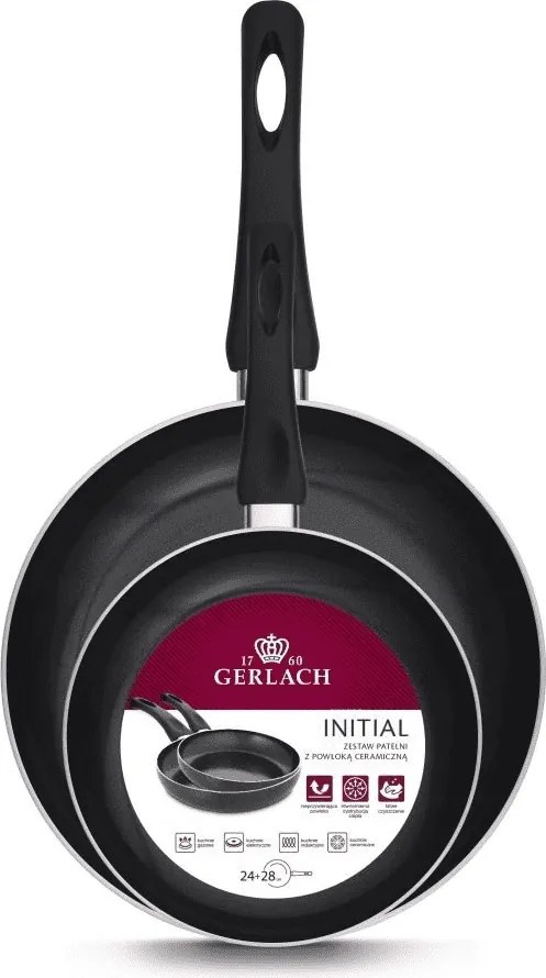 Serpenyő Gerlach non-stick fekete 24/28 cm 2 db-os indukciós serpenyő szett