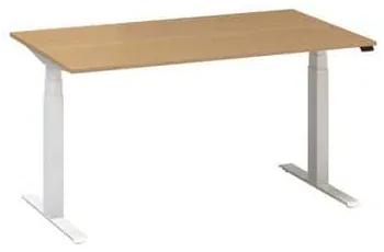 Alfa Office  Alfa Up állítható magasságú irodai asztal fehér lábazattal, 140 x 80 x 61,5-127,5 cm, vadkörte mintázat%