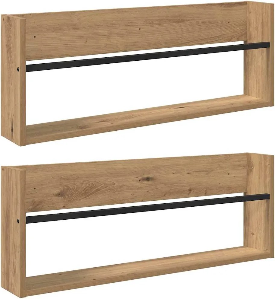 vidaXL Magazin állvány 2 pcs Artisan tölgy 80 x 12 x 30 cm Faanyag