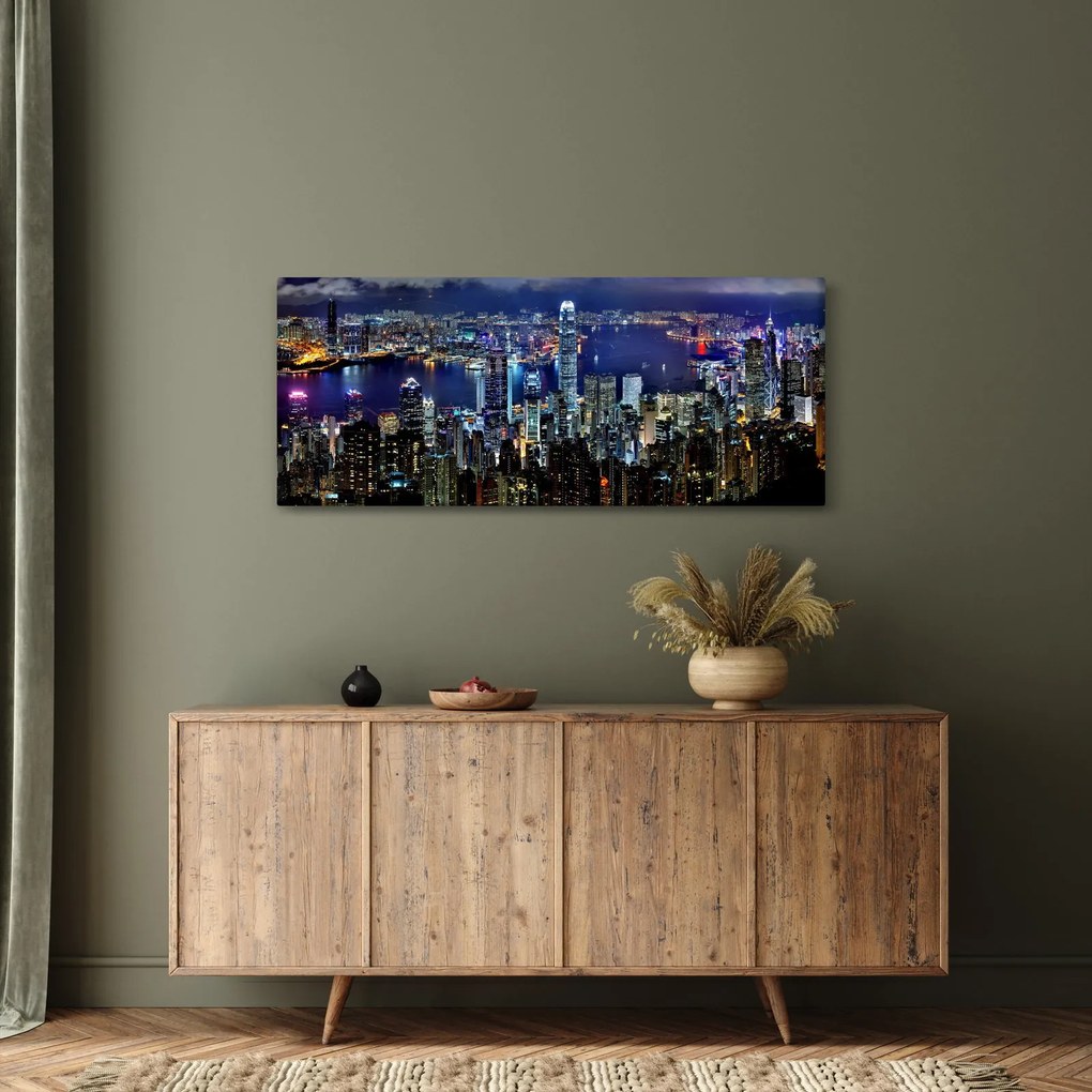 Egy kép a felhőkarcolók éjjel (120x50 cm)