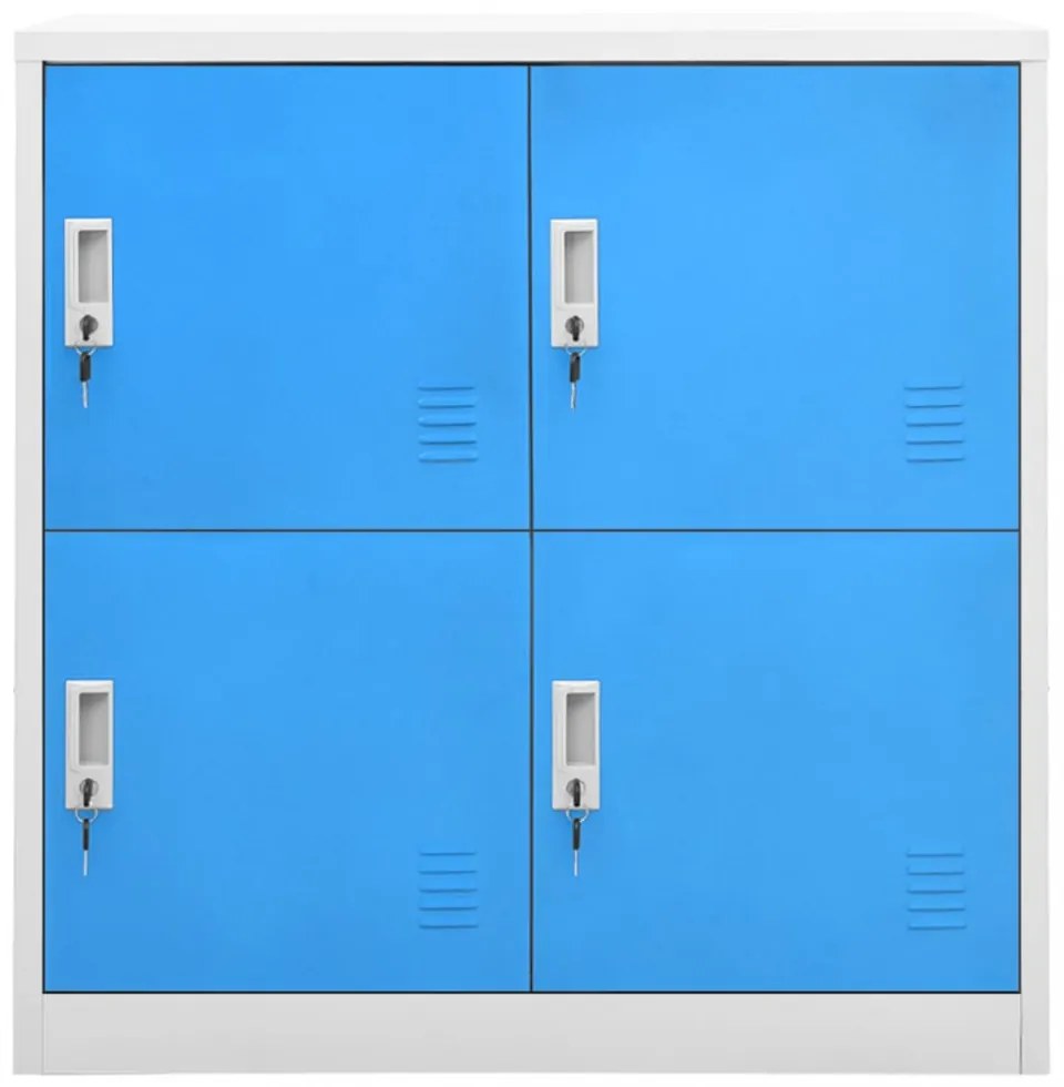 2 db világosszürke-kék acél zárható szekrény 90 x 45 x 92,5 cm