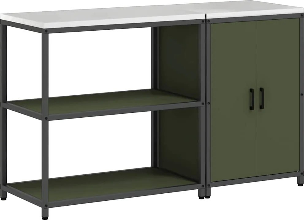 vidaXL Konyhai Tároló Készlet 2 pcs Olajzöld Hidegen hengerelt acél