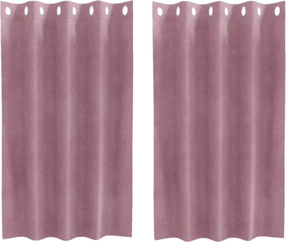 vidaXL Sötétítő függönyök 2 pcs Sötét rózsaszín 140 x 140 cm Bársony