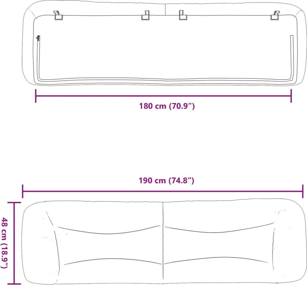 cappuccino színű műbőr fejtámla párna Hvar 180 cm