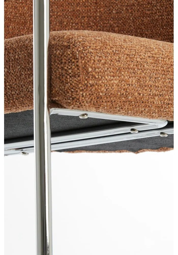 Világosbarna kárpitozott karfás étkezőfotel Adante – Light &amp; Living