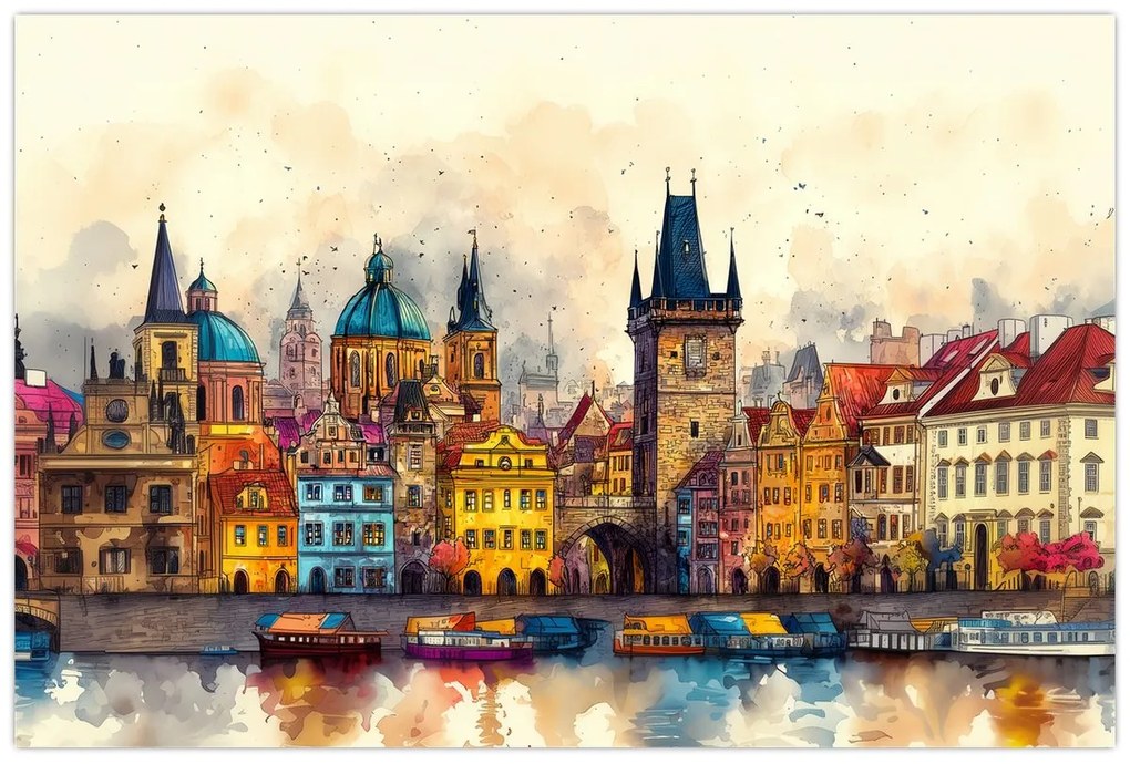 Kép - Ősz a festett városban (90x60 cm)