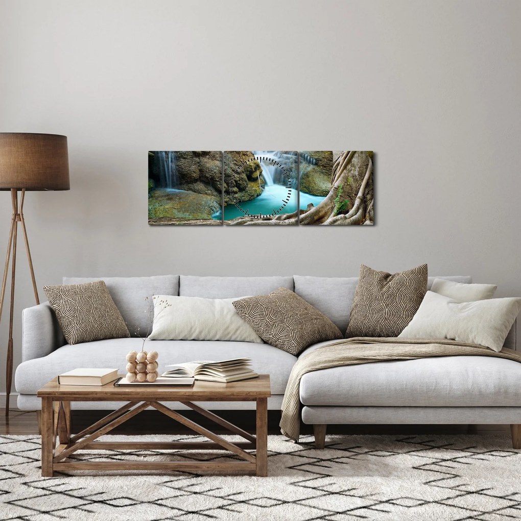 Kép - Folyó vízesésekkel (órával) (90x30 cm)
