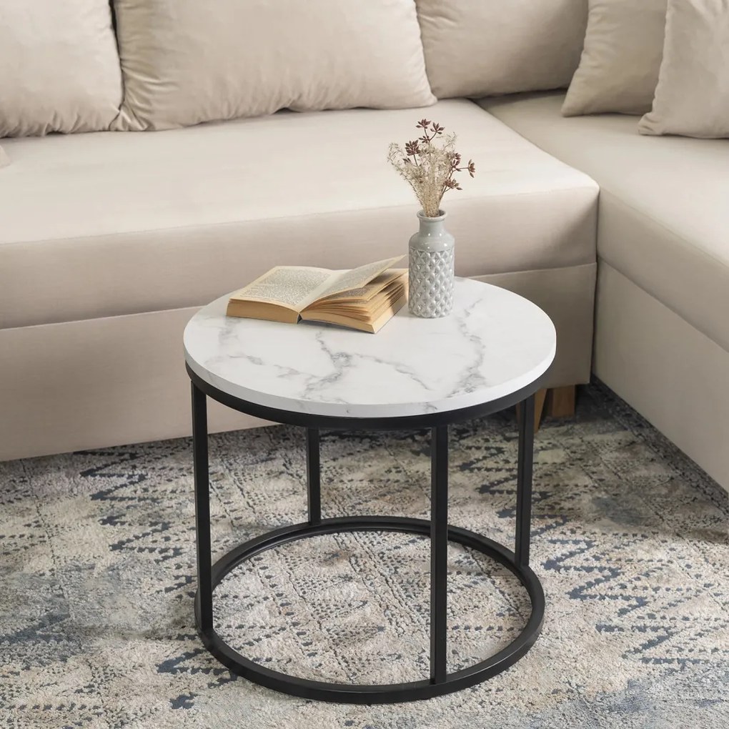 Asztal fehér márvány/fekete színben CONNY