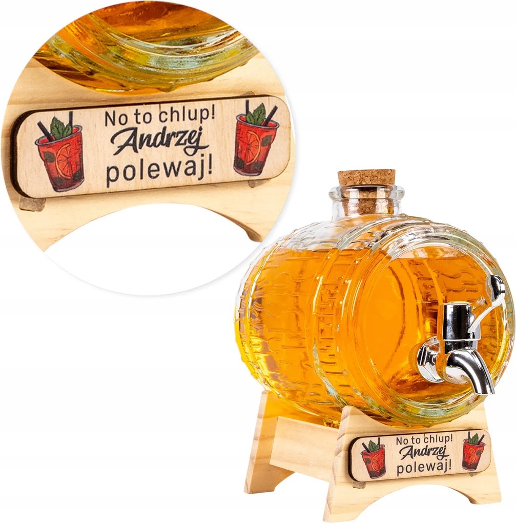 Üveg hordó csappal 1L hordó antall whiskys kancsó nyomott mintával