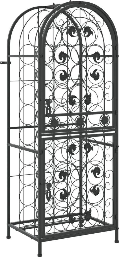 vidaXL fekete kovácsoltvas bortartó 41 palackhoz 45 x 36 x 120 cm