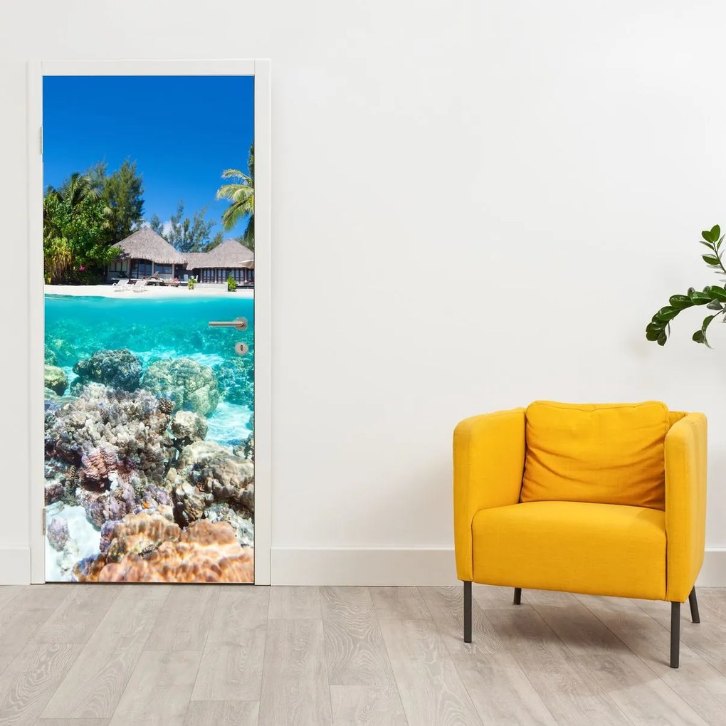 Fotótapéta ajtóra - Strand egy trópusi szigeten (95x205cm)
