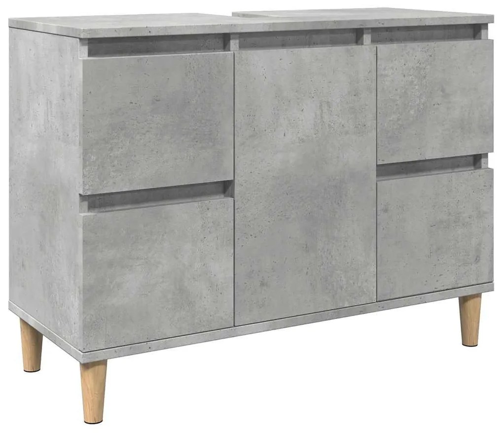 betonszürke szerelt fa mosdószekrény 80 x 33 x 60 cm