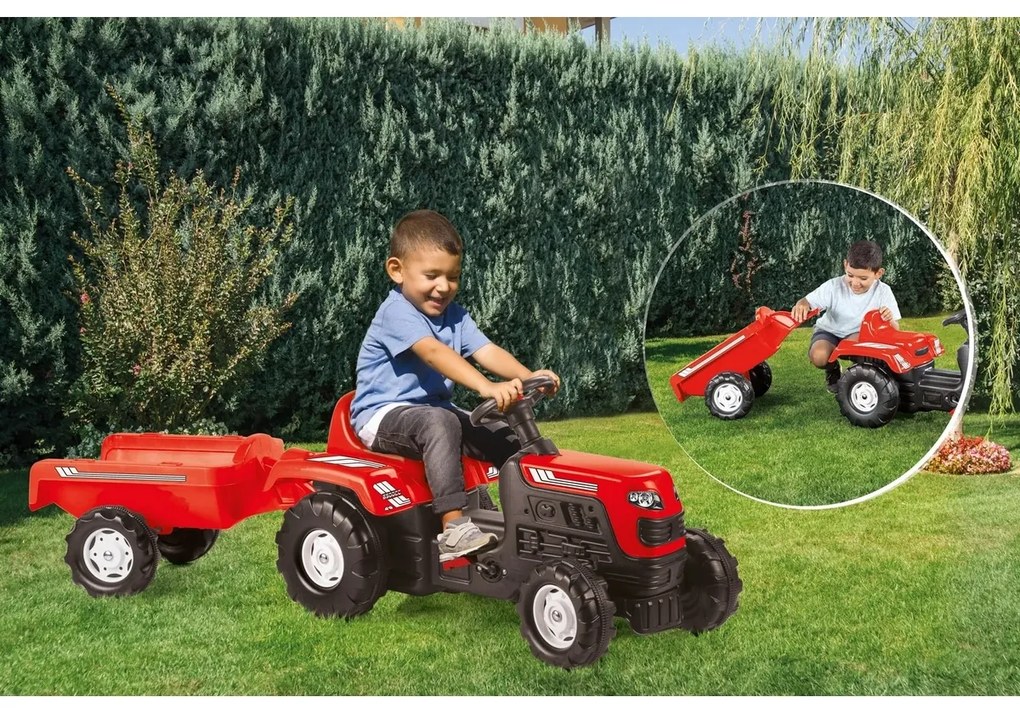 Bányában Ranchero pedálos traktor pótkocsival,piros