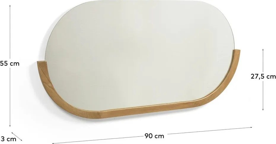Fali tükör tömörfa kerettel 96x55 cm Rokia – Kave Home
