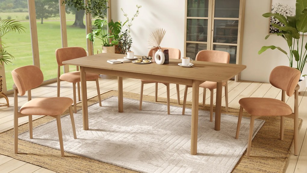 MAZZONI EXPORT ALMO Terrakotta (Danny 204 szövet)/lakkozott tölgyfa váz - RETRO FA SZÉK NAPPALIBA ÉTKEZŐBE KONYHÁBA