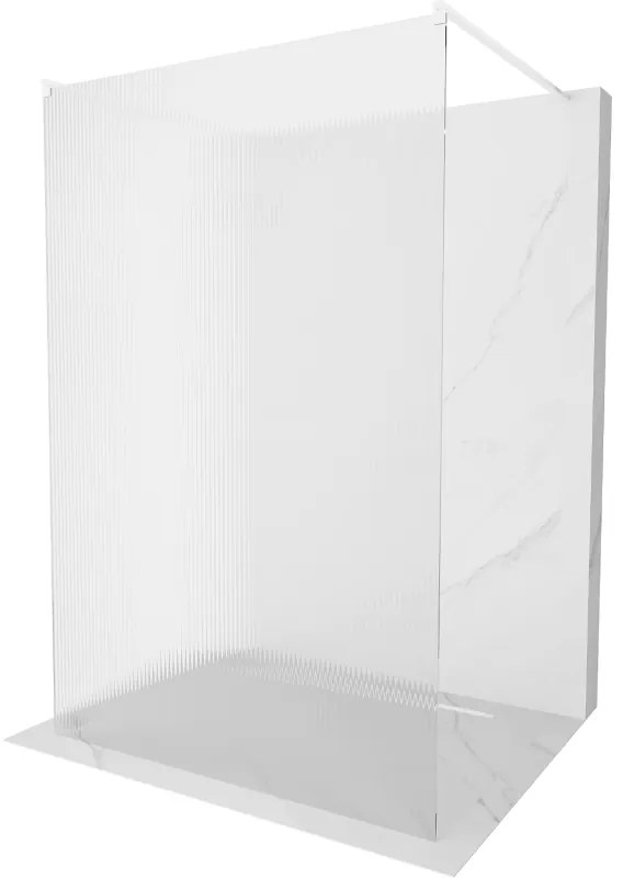 Mexen Kioto, Walk-In zuhanyparaván 110 x 200 cm, 8 mm-es üveg bordás mintával, fehér profil, 800-110-002-20-09