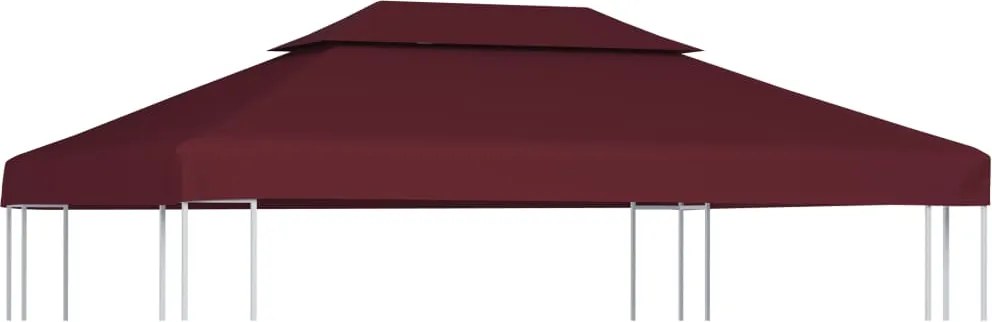 vidaXL bordó kétszintes pavilon tetőponyva 310 g/m² 4 x 3 m