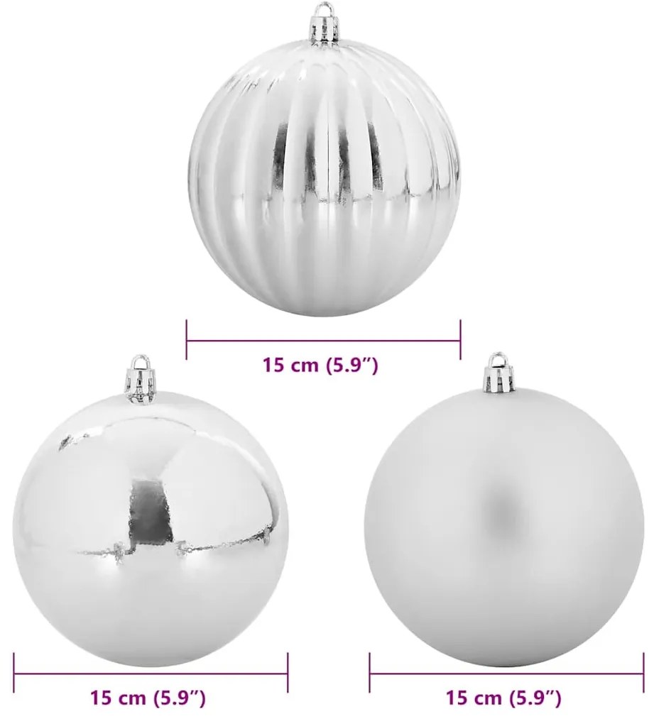 Karácsonyi Díszgömb Készlet 9 pcs Ezüst