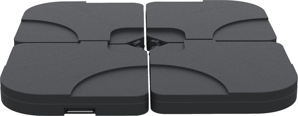 Outsunny 4 darabos Napernyő súly, fogantyús, Keresztalapú Napernyőhöz, Homokkal/Vízzel Tölthető, 50x50cm Fekete | Aosom