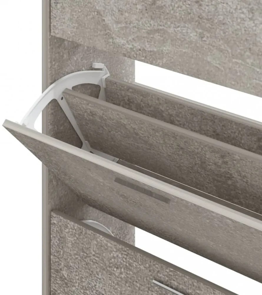 betonszürke szerelt fa cipőszekrény 63x24x147 cm