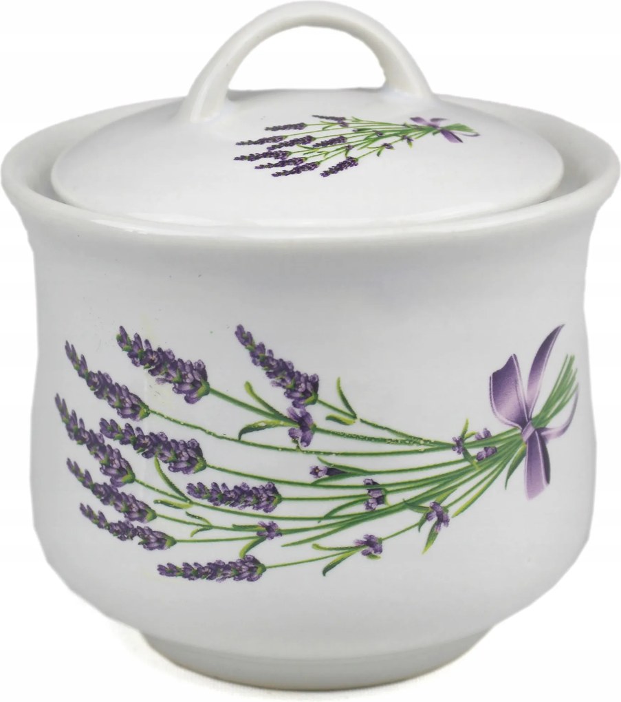 Cukortartó kerámia 0,25 l, kézzel díszített levendula motívummal