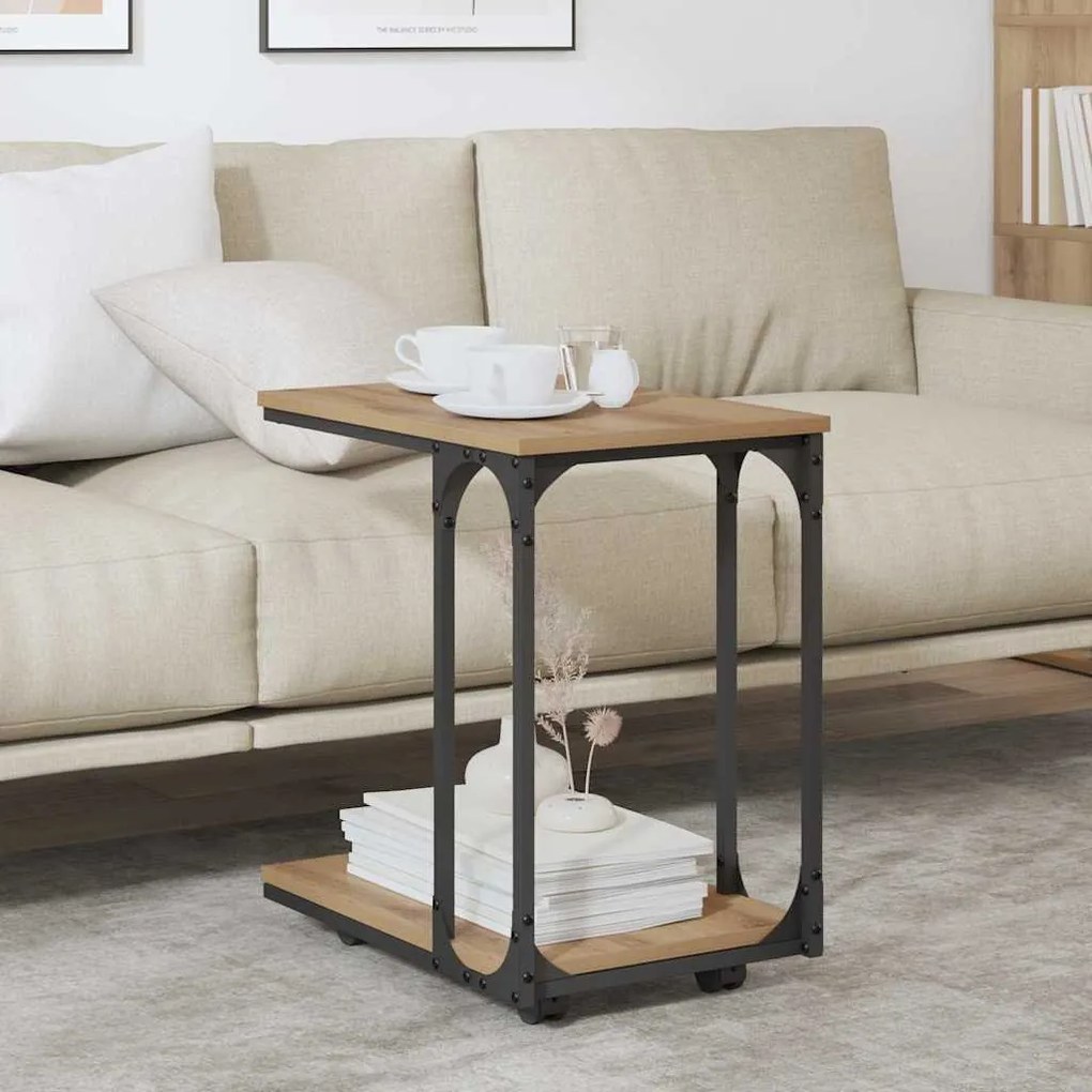 Oldal asztal polcokkal Artisan tölgy 50 x 35 x 55.5 cm Faanyag