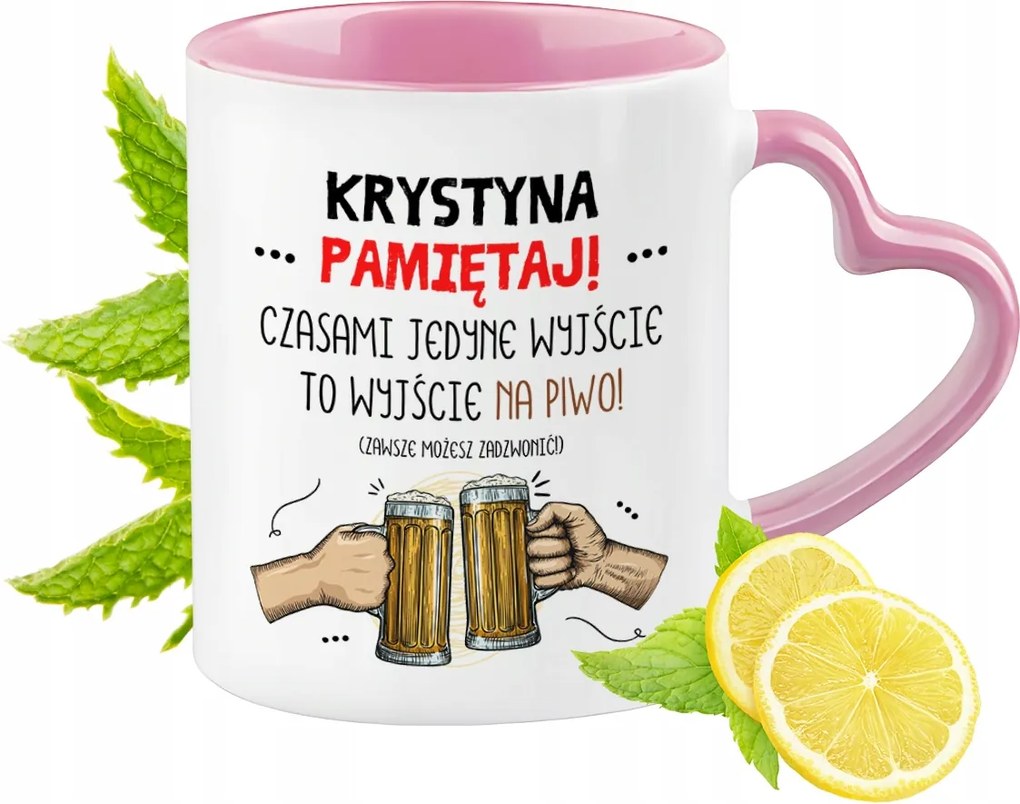 Krisztina bögre rózsaszín, szív alakú füllel Kávés Ajándék