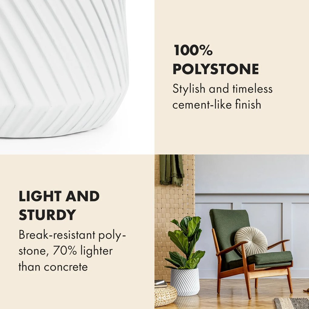 Fox & Fern Heusden, virágcserép, Polystone, növények számára alkalmas, kézzel készített