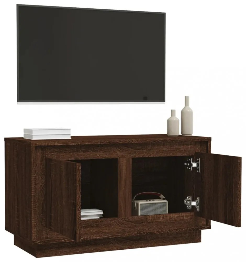 barna tölgyszínű szerelt fa TV-szekrény 80x35x45 cm