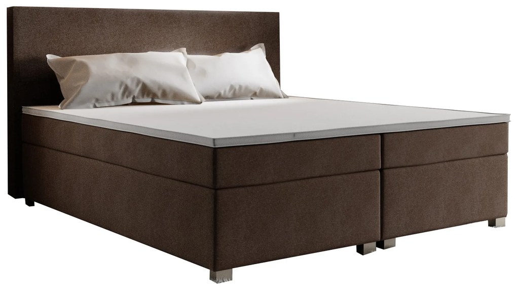 Franciaágy Boxspring 140 cm Simon (sötétbarna) (matraccal, tárolóhely nélkül). 1047330