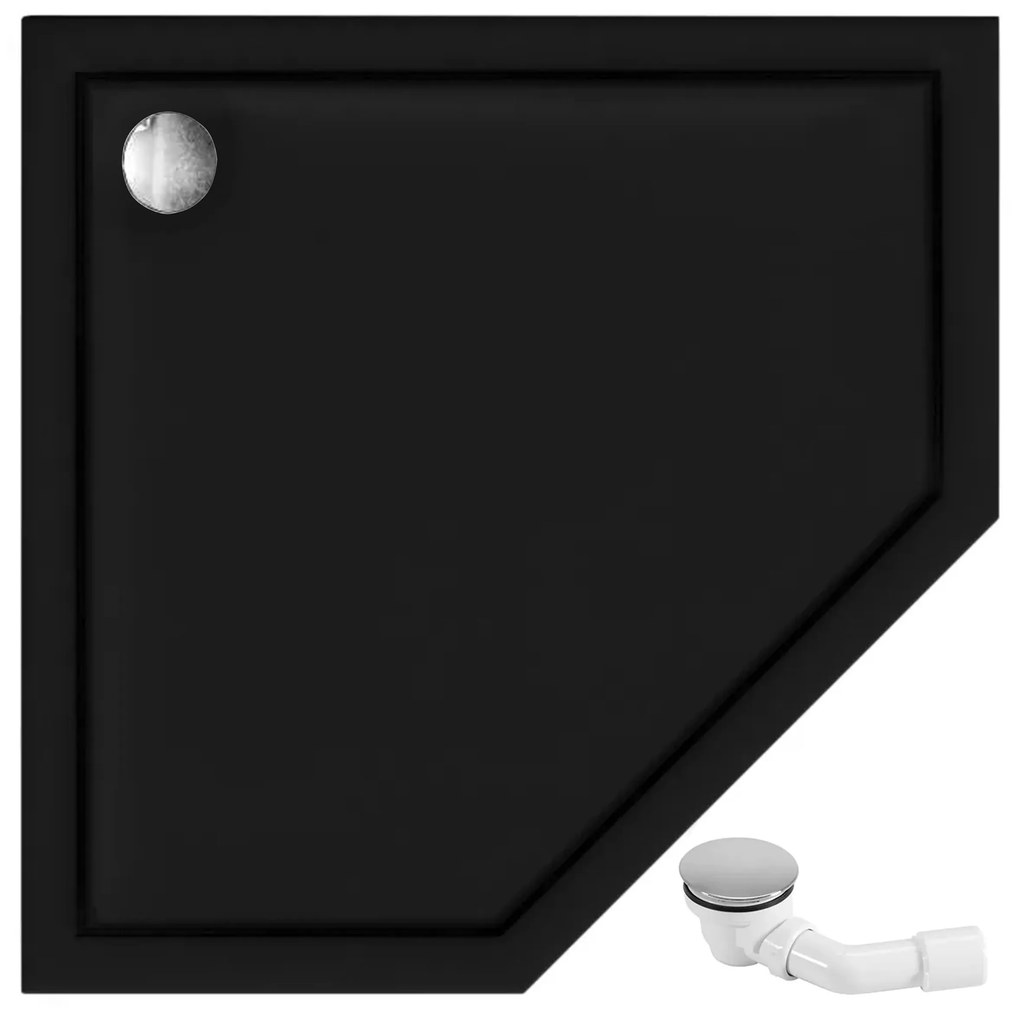 Rea Diamond, 5-szögletes zuhanykabin 90x90, 6 mm-es átlátszó üveg, matt arany profil + fehér zuhanytálca, KPL-K6506