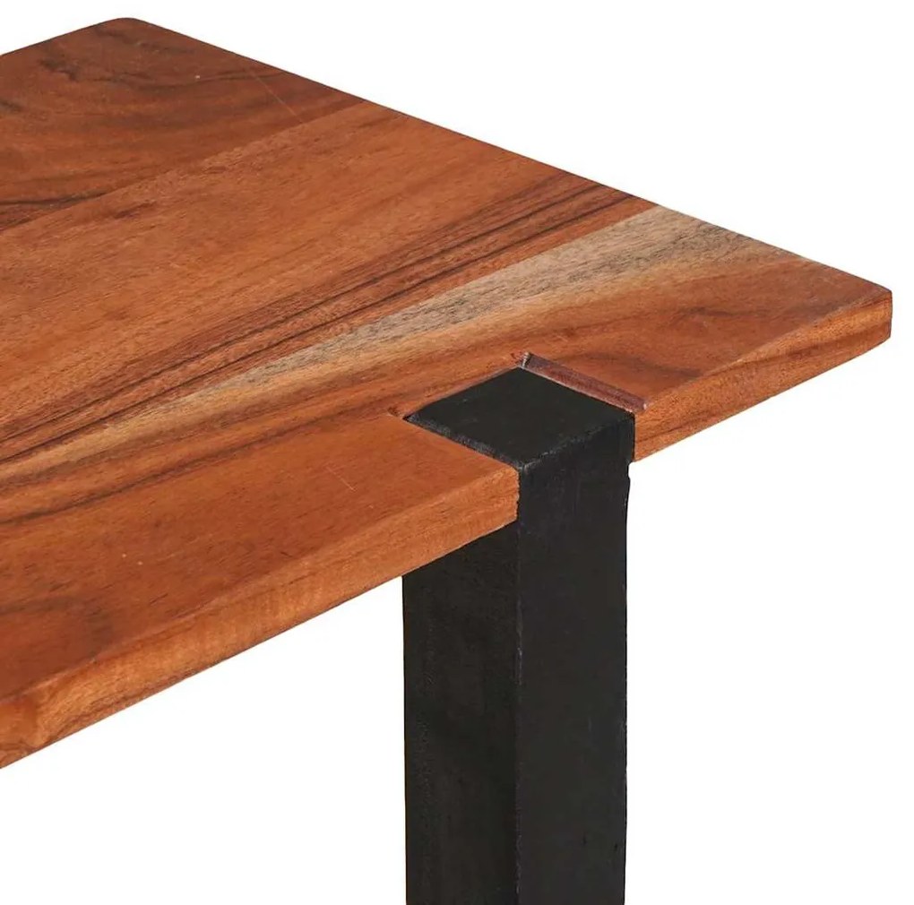 Konzolasztal polcokkal Barna 110 x 30 x 75 cm tömör akácfa
